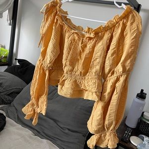 Yellow Off the Shoulder Long Sleeve